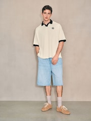 White EDIT Contrast Collar Trophy Neck Polo Shirt - Image 4 of 13