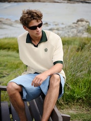 White EDIT Contrast Collar Trophy Neck Polo Shirt - Image 7 of 13