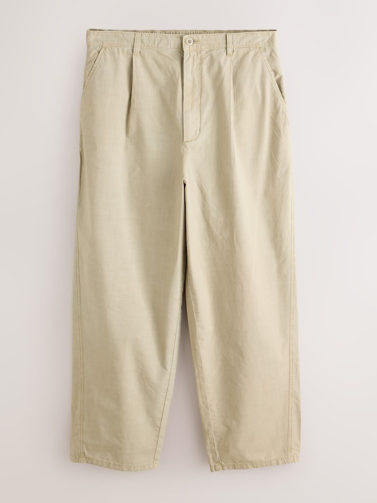 Stone EDIT Cotton Baggy Pleated Trousers - Image 1 of 3