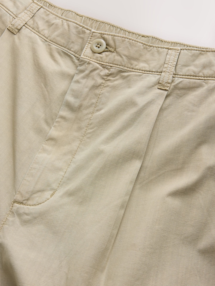Stone EDIT Cotton Baggy Pleated Trousers - Image 2 of 3
