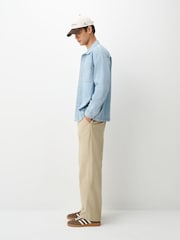 Stone EDIT Cotton Baggy Pleated Trousers - Image 4 of 8