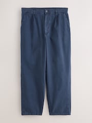Navy EDIT Cotton Baggy Pleated Trousers - Image 1 of 4