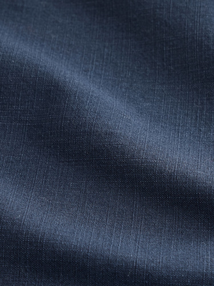 Navy EDIT Cotton Baggy Pleated Trousers - Image 2 of 4