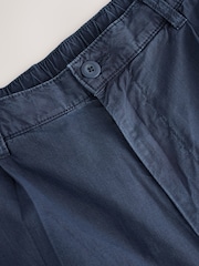 Navy EDIT Cotton Baggy Pleated Trousers - Image 3 of 4