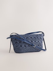 Navy Raffia Effect Cross-Body Bag - Image 2 of 8