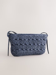Navy Raffia Effect Cross-Body Bag - Image 3 of 8