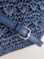 Navy Raffia Effect Cross-Body Bag - Image 4 of 8