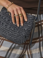 Navy Raffia Effect Cross-Body Bag - Image 8 of 8