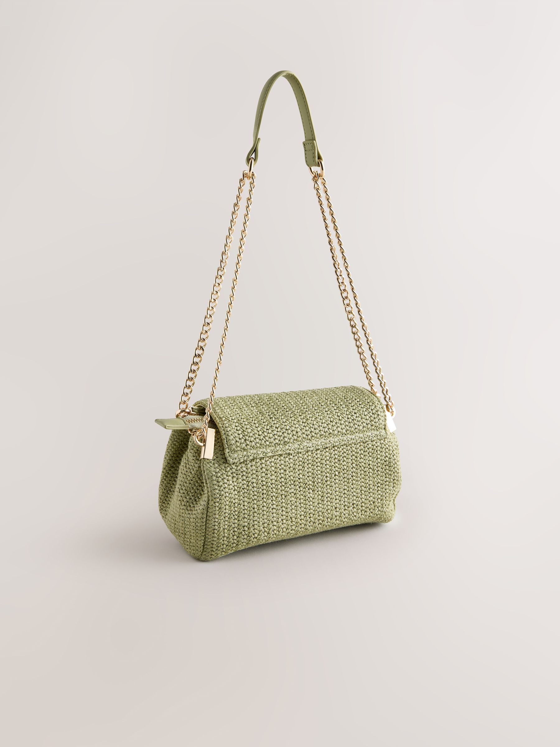 Buy Green Raffia Effect Hardware Shoulder Bag from Next USA