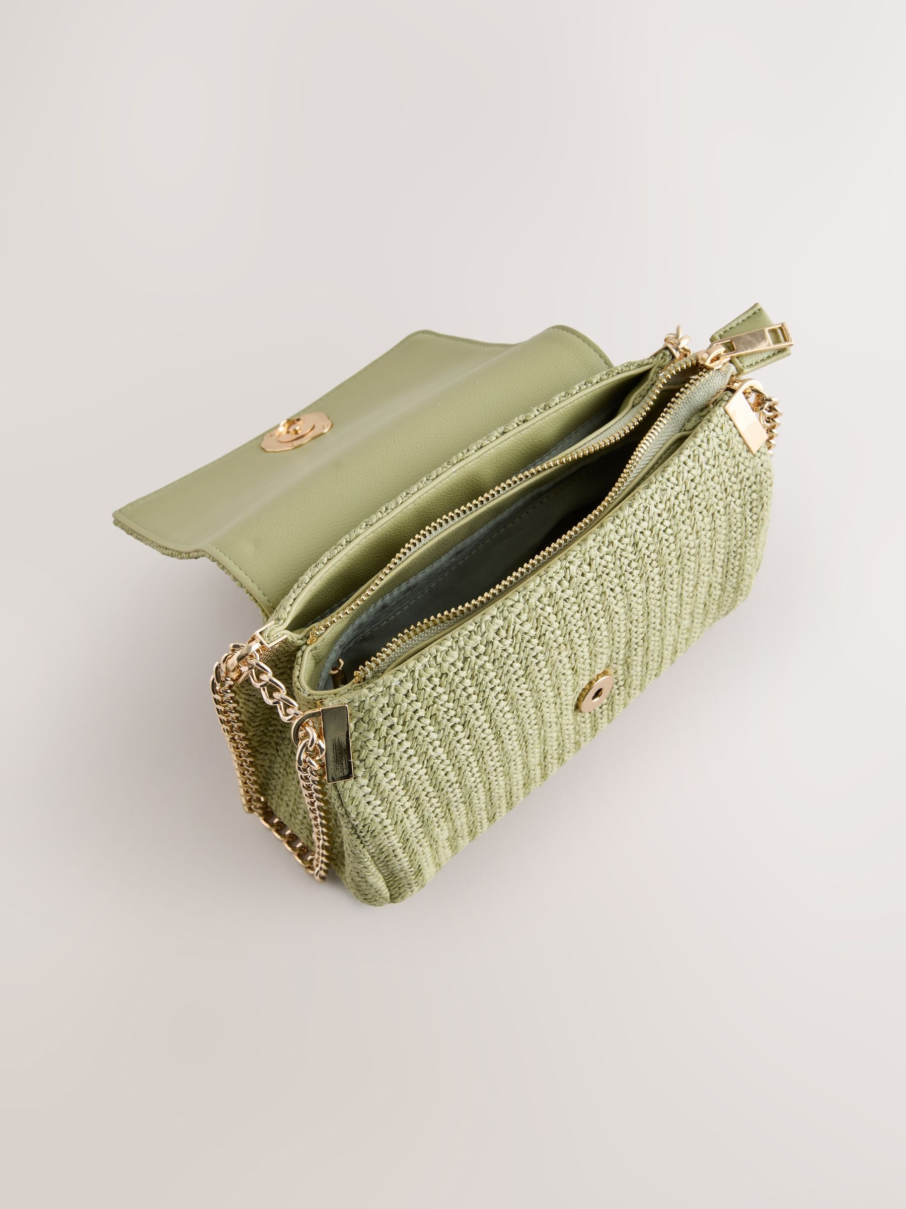 Buy Green Raffia Effect Hardware Shoulder Bag from Next USA