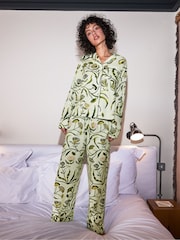 Ro&Zo Green Floral Print Long Pj Set With Eye Mask - Image 2 of 6