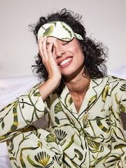 Ro&Zo Green Floral Print Long Pj Set With Eye Mask - Image 4 of 6