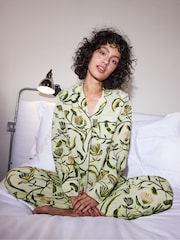 Ro&Zo Green Floral Print Long Pj Set With Eye Mask - Image 6 of 6