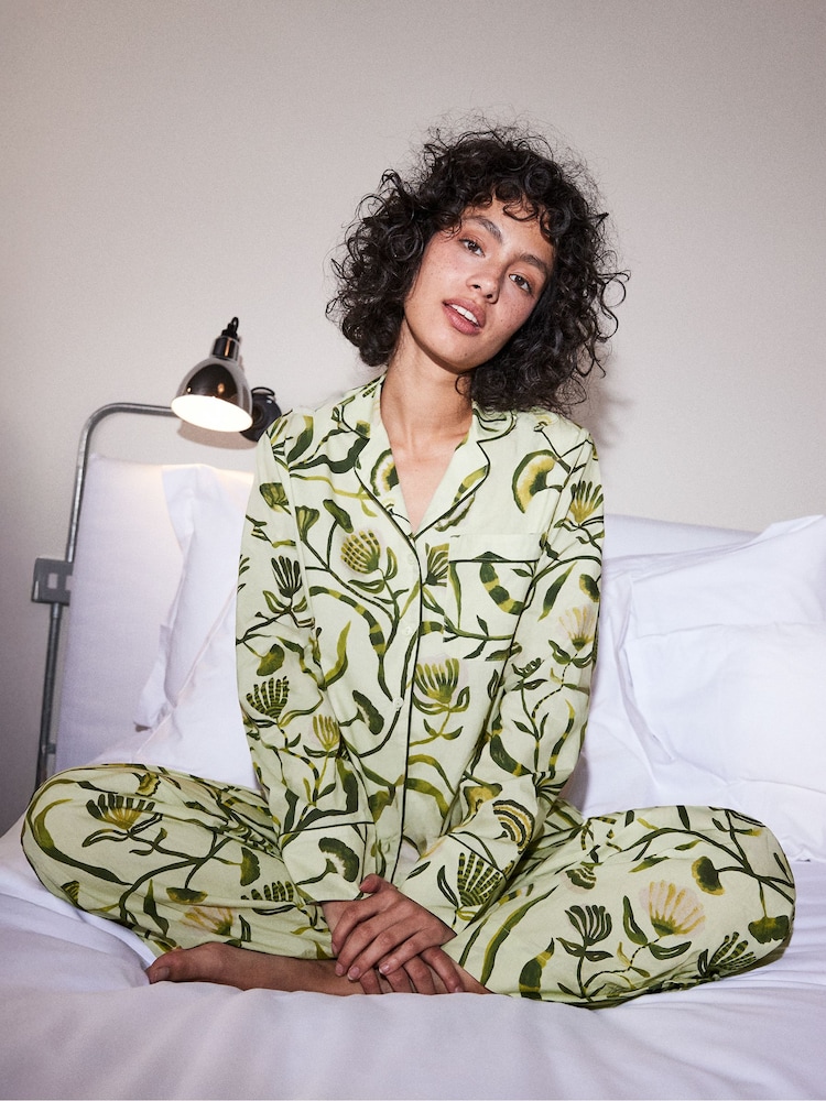 Ro&Zo Green Floral Print Long Pj Set With Eye Mask - Image 6 of 6
