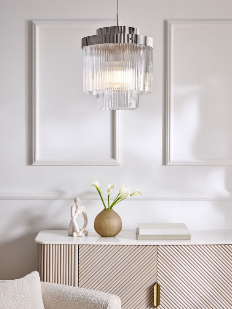 Lipsy Silver Ridge Glass Chandelier Light - Image 1 of 5