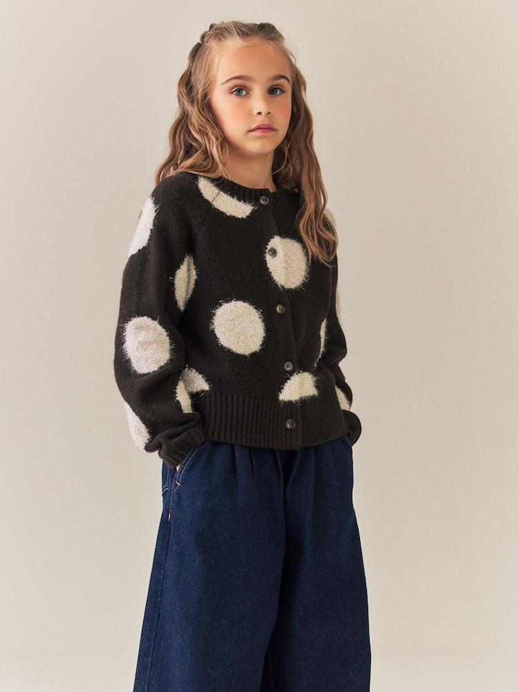Brown Spot Tinsel Cardigan (3-16yrs) - Image 1 of 7 Brown Spot Tinsel Cardigan (3-16yrs) - Image 1 of 7