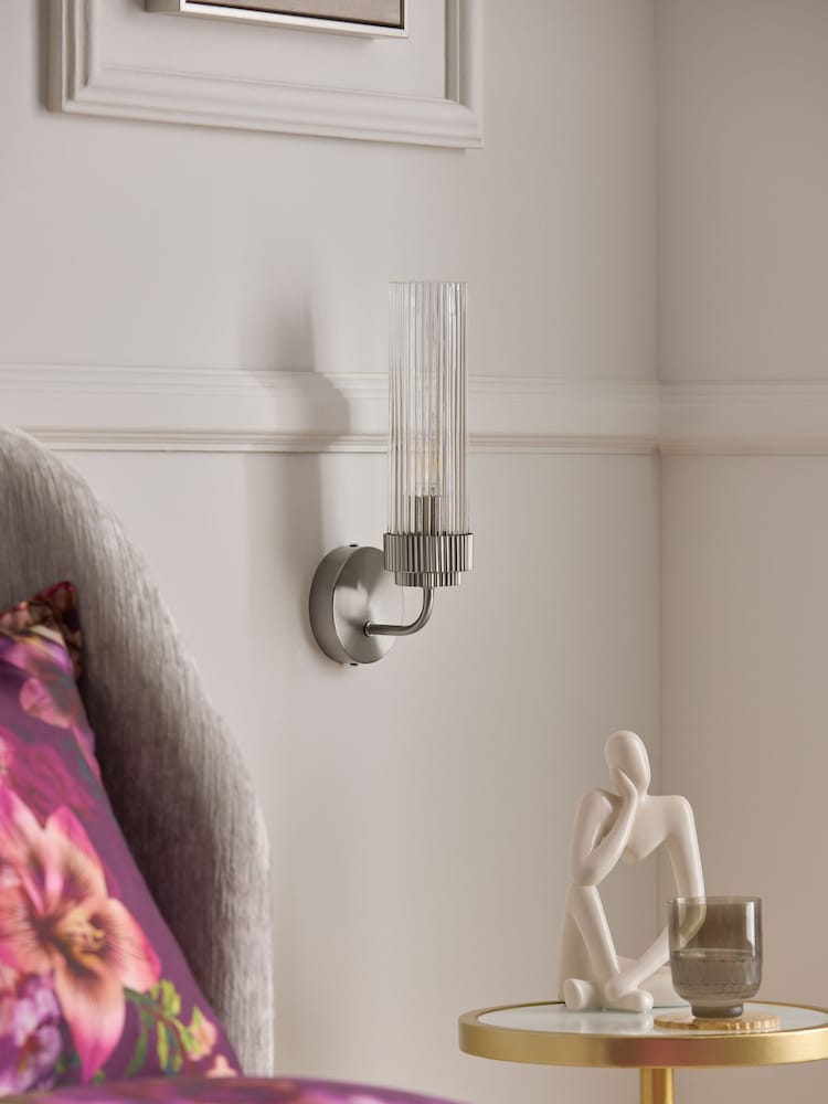 Lipsy Silver Ridge Glass Wall Light - Image 2 of 3