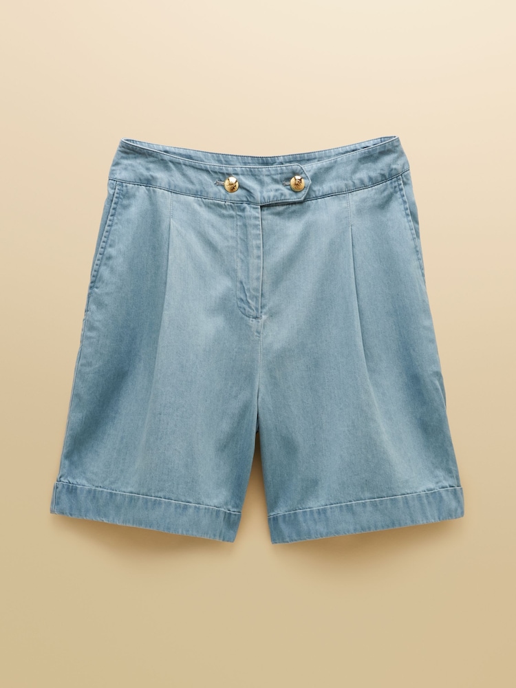Joules Bay Blue Tencel Smart Tailored Shorts - Image 9 of 9 Joules Bay Blue Tencel Smart Tailored Shorts - Image 9 of 9