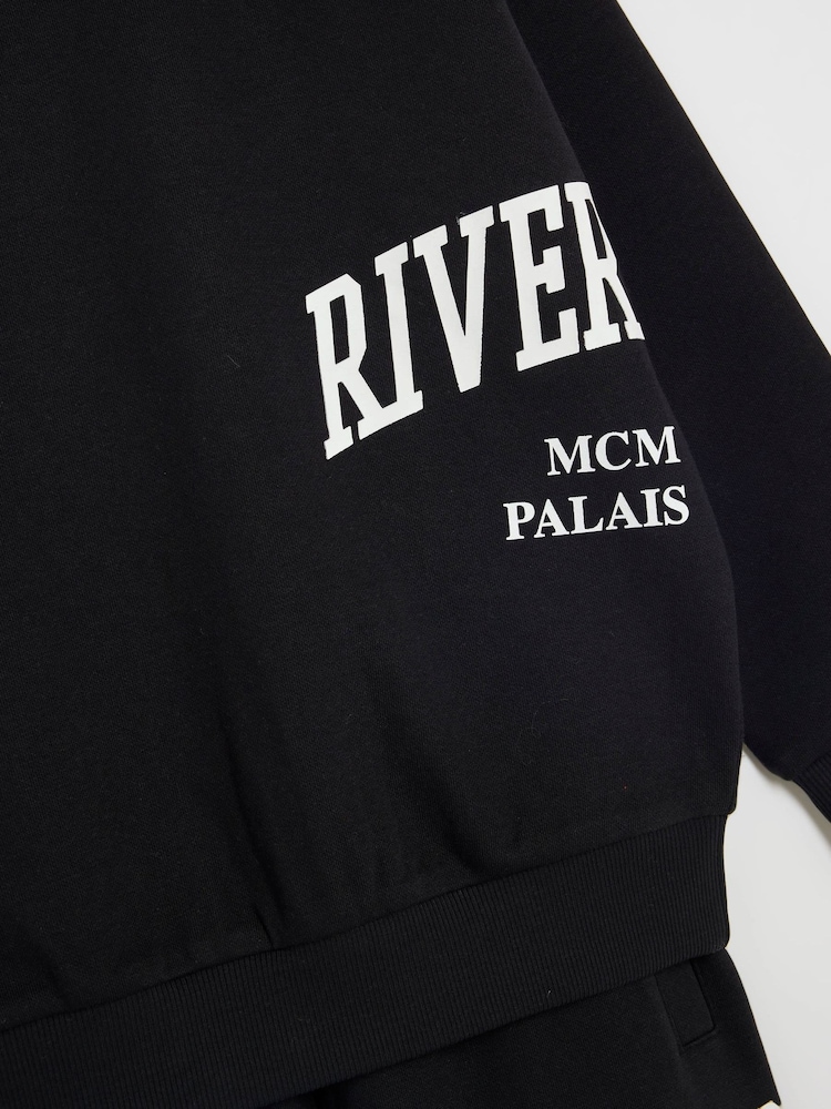 River Island Black River Varsity Sweatshirt & Jogger Set - Image 6 of 6 River Island Black River Varsity Sweatshirt & Jogger Set - Image 6 of 6