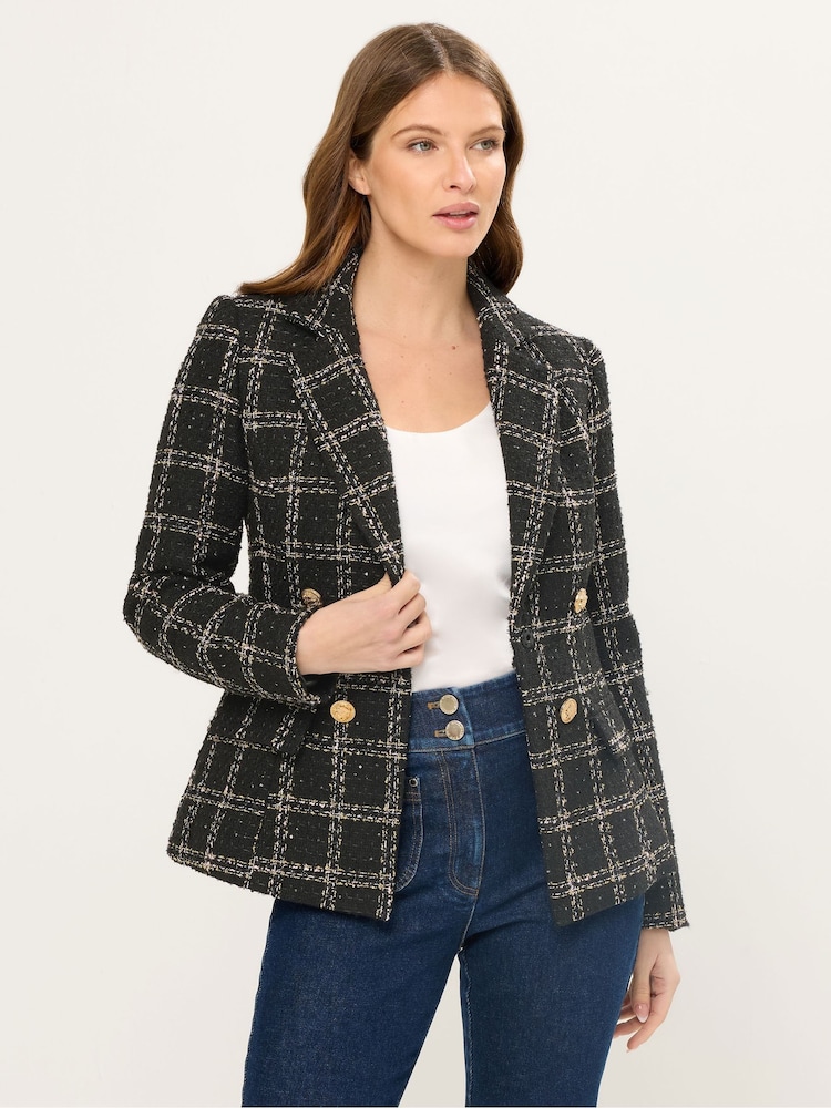Star by Julien MacDonald Black Check Boucle Blazer - Image 1 of 5