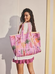 Pink Summer Print Quilted Bag - Image 2 of 7