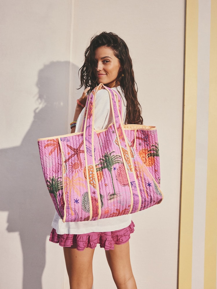 Pink Summer Print Quilted Bag - Image 2 of 7