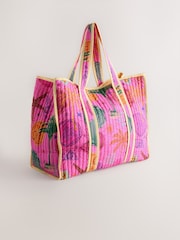Pink Summer Print Quilted Bag - Image 3 of 7