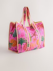 Pink Summer Print Quilted Bag - Image 4 of 7