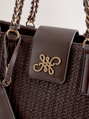 Schokoladenbraun - Schultertasche in Bastoptik - Bild 8 von 10