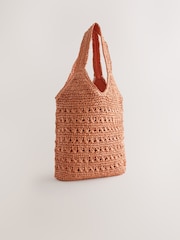 Burnt Orange Raffia Effect Shoulder Bag - Image 4 of 7
