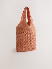 Burnt Orange Raffia Effect Shoulder Bag - Image 5 of 7