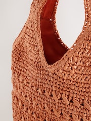 Burnt Orange Raffia Effect Shoulder Bag - Image 6 of 7