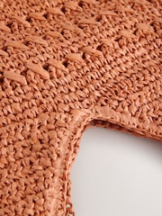 Burnt Orange Raffia Effect Shoulder Bag - Image 7 of 7