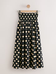 Black/Yellow Spot Shirred Maxi Skirt - Image 1 of 3
