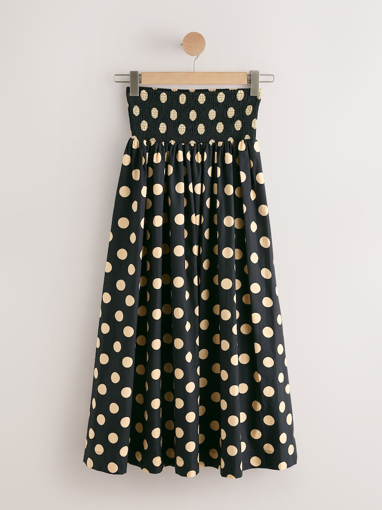 Black/Yellow Spot Shirred Maxi Skirt - Image 1 of 3