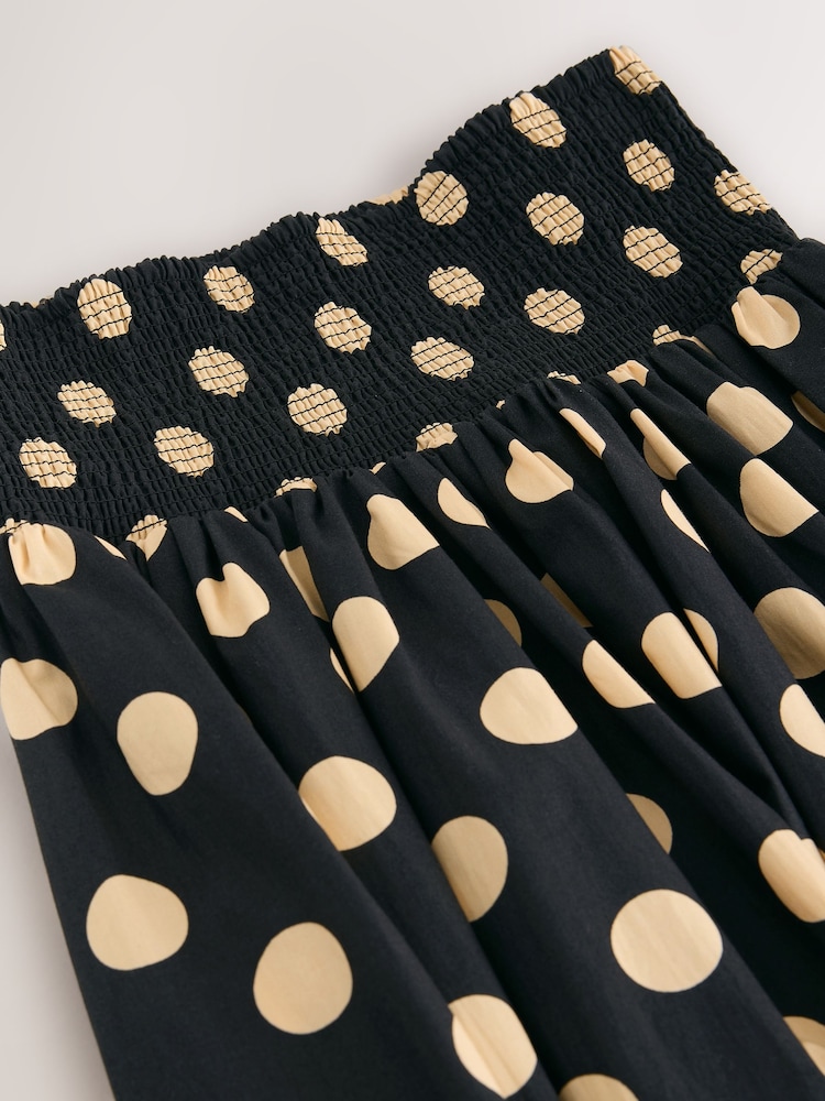 Black/Yellow Spot Shirred Maxi Skirt - Image 2 of 3