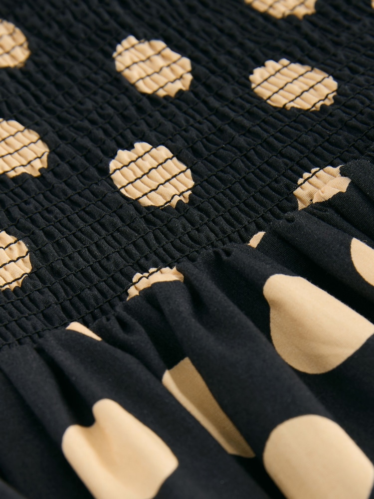 Black/Yellow Spot Shirred Maxi Skirt - Image 3 of 3