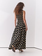 Black/Yellow Spot - Spódnica maxi z marszczeniami - Obraz 4 z 8