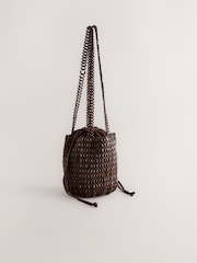 Chocolate Brown Wooden Beaded Shoulder Bag - Image 4 of 8