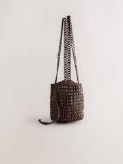 Chocolate Brown Wooden Beaded Shoulder Bag - Image 5 of 8