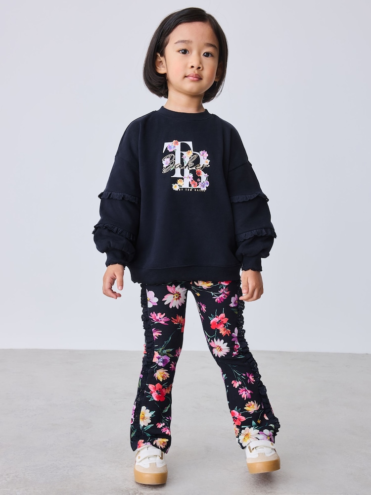 Baker by Ted Baker 2 Piece Sweat Top & Floral Printed Flare Leggings Set - Image 1 of 11 Baker by Ted Baker 2 Piece Sweat Top & Floral Printed Flare Leggings Set - Image 1 of 11