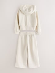 Baker by Ted Baker Cream 2 Piece Marl Lace Trim Zip-Through Hoodie & Joggers Set - Image 10 of 15
