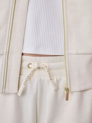 Baker by Ted Baker Cream 2 Piece Marl Lace Trim Zip-Through Hoodie & Joggers Set - Image 6 of 15