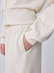Baker by Ted Baker Cream 2 Piece Marl Lace Trim Zip-Through Hoodie & Joggers Set - Image 7 of 15