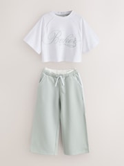 Baker by Ted Baker Green Boxy T-Shirt & Contrast Waistband Trousers Set 2 Piece - Imagen 11 de 15