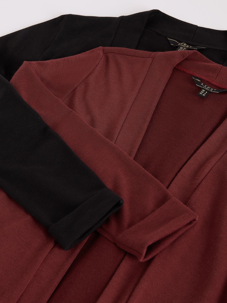 Black/Burgundy Red Two Pack Longline Cardigan - Image 7 of 7