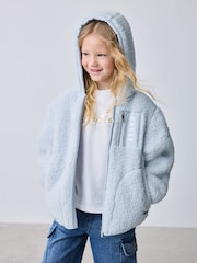 Baker by Ted Baker Blue Zip Through Hooded Borg Fleece Jacket - Imaginea 1 din 12