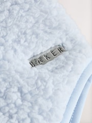 Baker by Ted Baker Blue Zip Through Hooded Borg Fleece Jacket - Imaginea 10 din 12