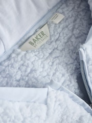 Baker by Ted Baker Blue Zip Through Hooded Borg Fleece Jacket - Imaginea 11 din 12