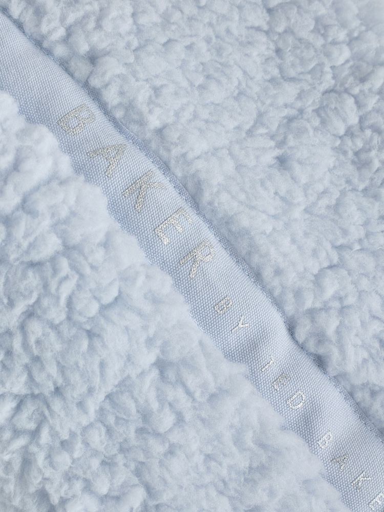 Baker by Ted Baker Blue Zip Through Hooded Borg Fleece Jacket - Imaginea 12 din 12